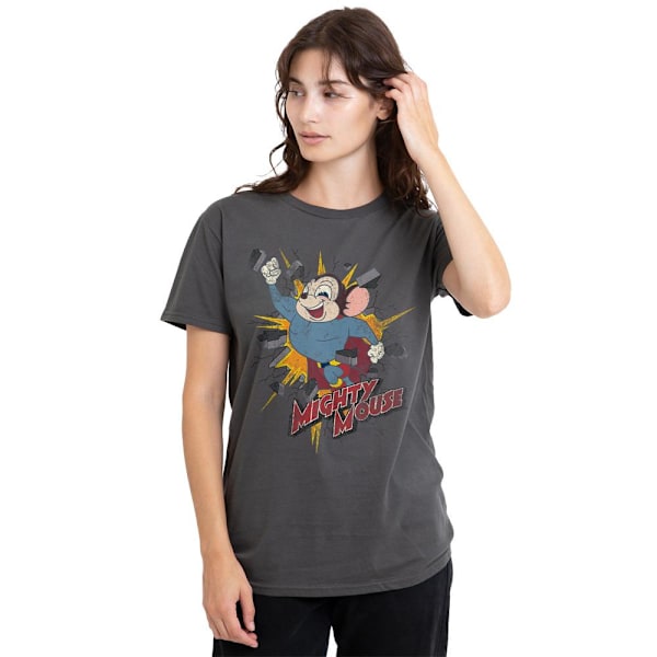 Mighty Mouse Unisex Vuxen Break Through T-Shirt S Kolgrå Charcoal S