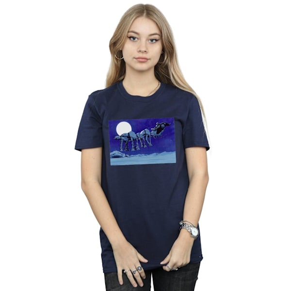 Star Wars Dam/Damer Jul AT-AT Sleigh Bomull Boyfriend Navy Blue 3XL