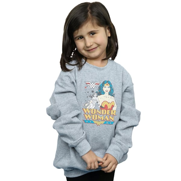 DC Comics Girls Wonder Woman Posing Sweatshirt 5-6 år Sport Sports Grey 5-6 Years