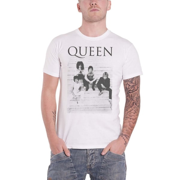 Queen Unisex T-shirt för vuxna trappor L Vit White L