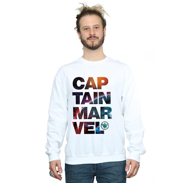 Marvel Herr Captain Marvel Space Text Sweatshirt M Vit White M