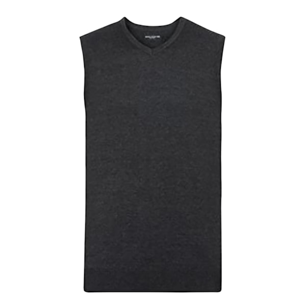 Russell Collection Herr V-hals Sleevless Stickad Pullover Topp / Charcoal Marl 4XL