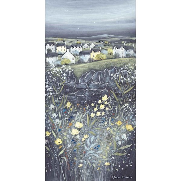 Diane Demirci Chalkboard Hills I Inramad Poster 100cm x 50cm Blå Blue/Green/Yellow 100cm x 50cm