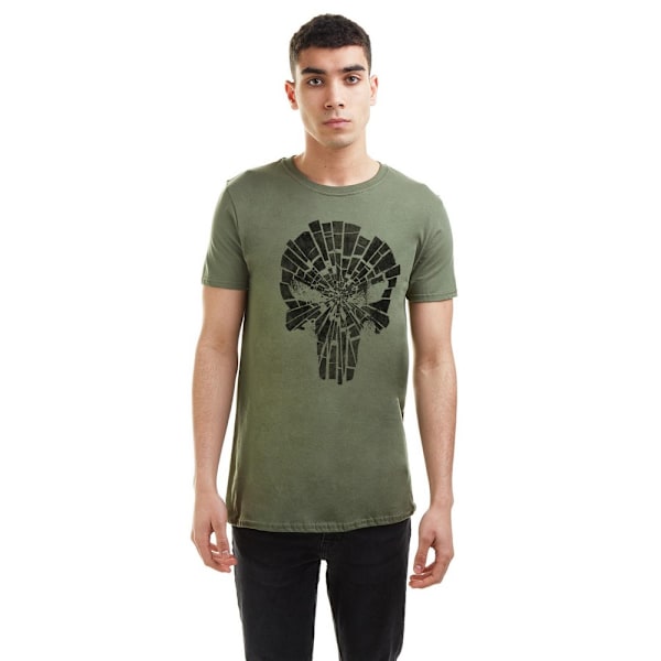 The Punisher Herr T-shirt med krossat logo, storlek L, militärgrön Military Green L