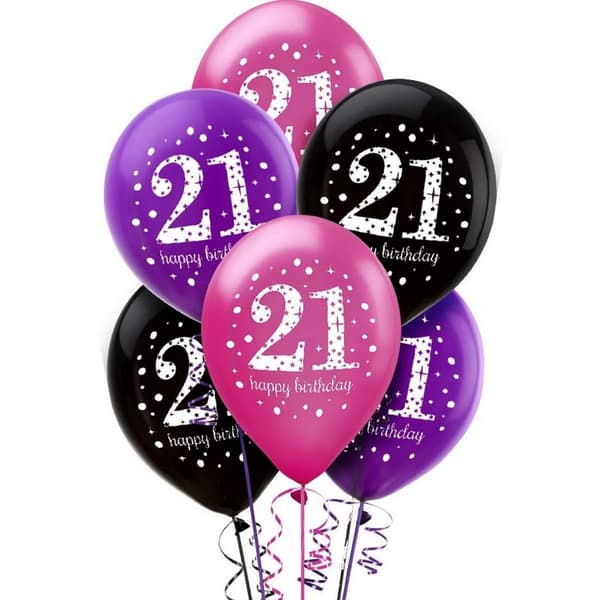 Amscan Latex 21-årsdag Ballong (6-pack) One Size Multico Multicoloured One Size
