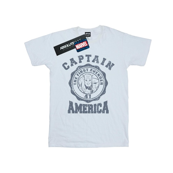 Marvel Girls Captain America Collegiate Bomull T-shirt 7-8 år White 7-8 Years