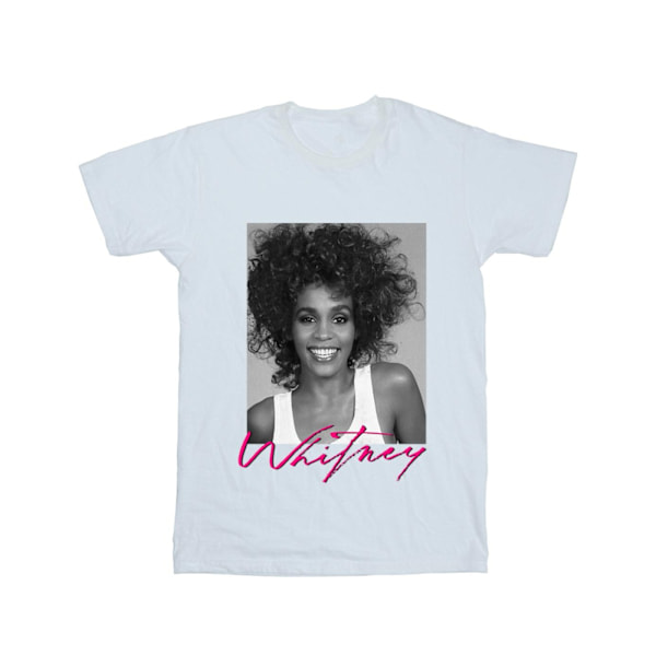 Whitney Houston T-shirt med foto av henne leende, vit, storlek M White M