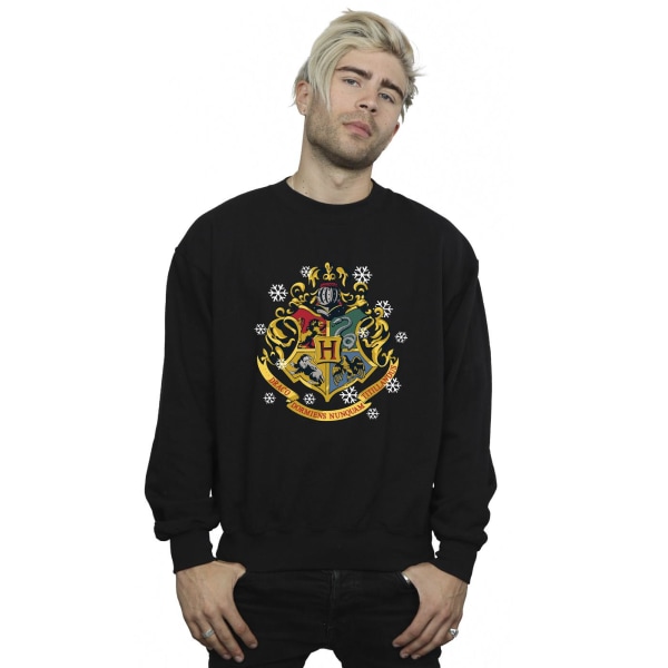 Harry Potter Mens Christmas Crest Sweatshirt XXL Svart Black XXL