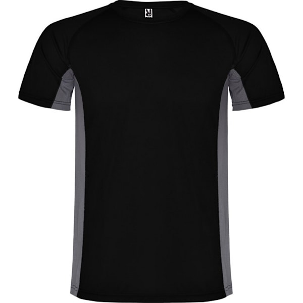 Roly herr Shanghai kortärmad sport T-shirt L enfärgad svart/mörk bly Solid Black/Dark Lead L