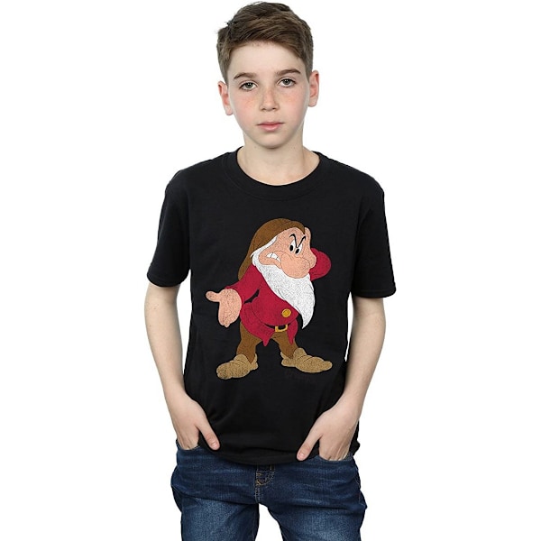 Snövit och de sju dvärgarna Pojkar Klassisk Grumpy Bomull T-shirt Black 12-13 Years