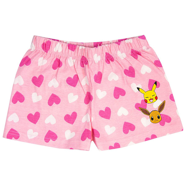 Pokemon Girls Besties Pikachu & Eevee Frill Short Pyjama Set 7- White/Pink/Yellow 7-8 Years