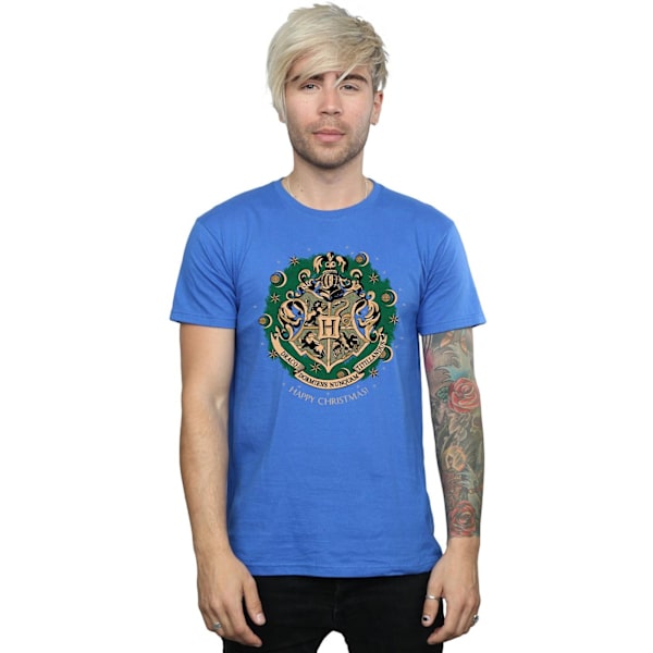 Harry Potter Herr Julkrans Bomull Jul T-shirt L Royal Blue Royal Blue L