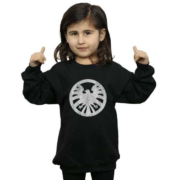 Marvel Girls Agents Of SHIELD Distressed Logo Sweatshirt 12-13 Black 12-13 Years