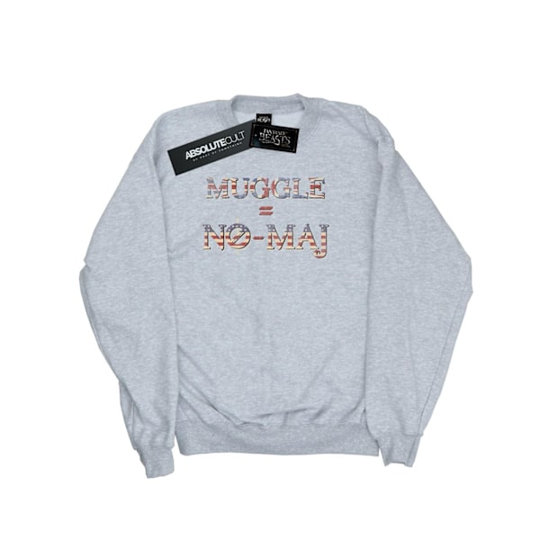 Fantastiska vidunder Girls No Muggle No Maj Sweatshirt 7-8 år Sp Sports Grey 7-8 Years