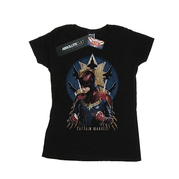 Marvel Womens/Ladies Captain Marvel Jet Burst Bomull T-Shirt XX Black XXL