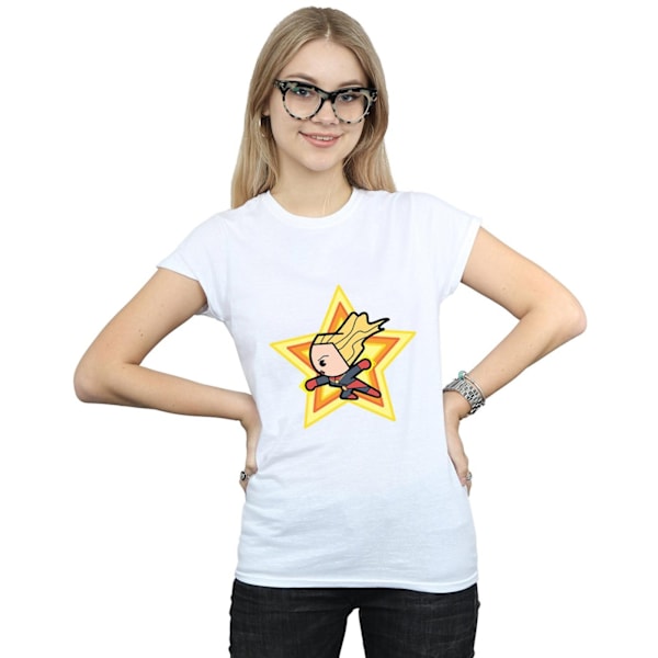Captain Marvel Dam/Damer Kawaii Bomull T-shirt XXL Vit White XXL