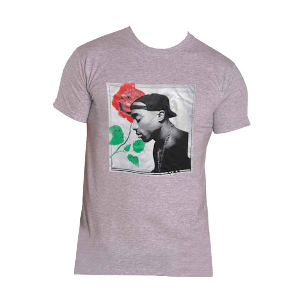 Tupac Shakur Unisex Vuxen Ros Bomull T-shirt XL Grå Grey XL