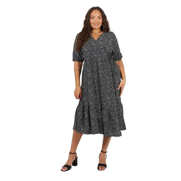 Brave Soul Dam Leopardmönstrad Omlottklänning med Puffärm 2 Black/White 20 UK