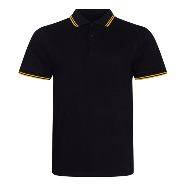 AWDis Stretch Tipped Piqu Polo Shirt S Svart/Gul för män Black/Yellow S