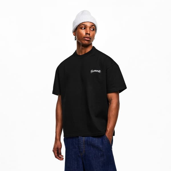 Summit Herr T-shirt med sömdetaljer och oversized passform L Svart Black L