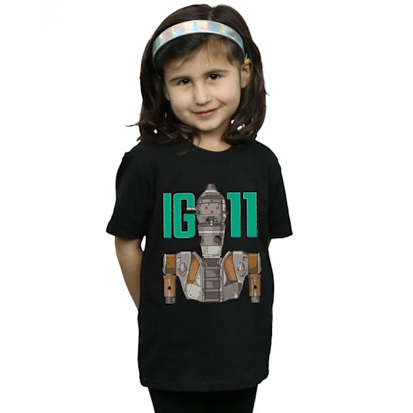 Star Wars Girls The Mandalorian IG-11 Bounty Hunter Bomull T-shirt Black 5-6 Years