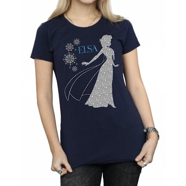 Disney Womens/Ladies Frozen Elsa Christmas Silhouette Bomull T-Shirt Navy Blue M