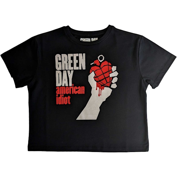 Green Day Dam/Kvinnor American Idiot Crop Top XXL Svart Black XXL