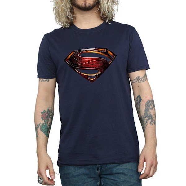 Superman Herr Logo Bomull T-shirt L Marinblå Navy Blue L