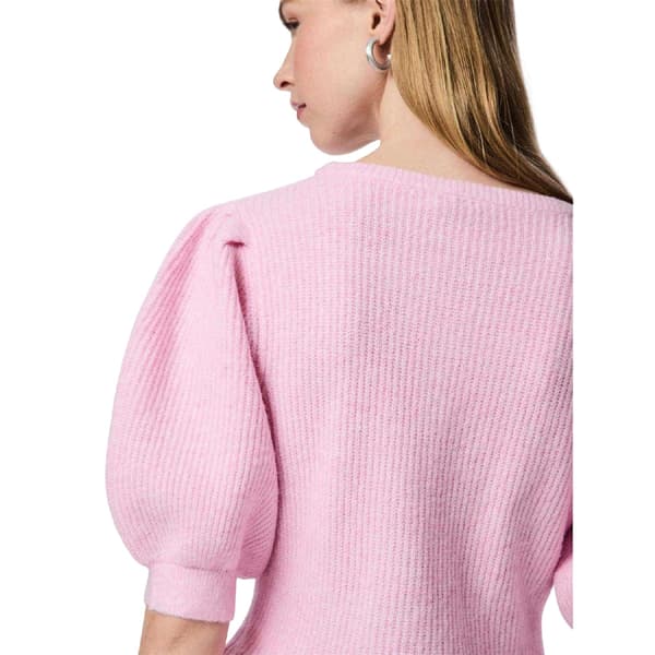 Pieces stickad kofta med puffärm för dam M rosa Pink M