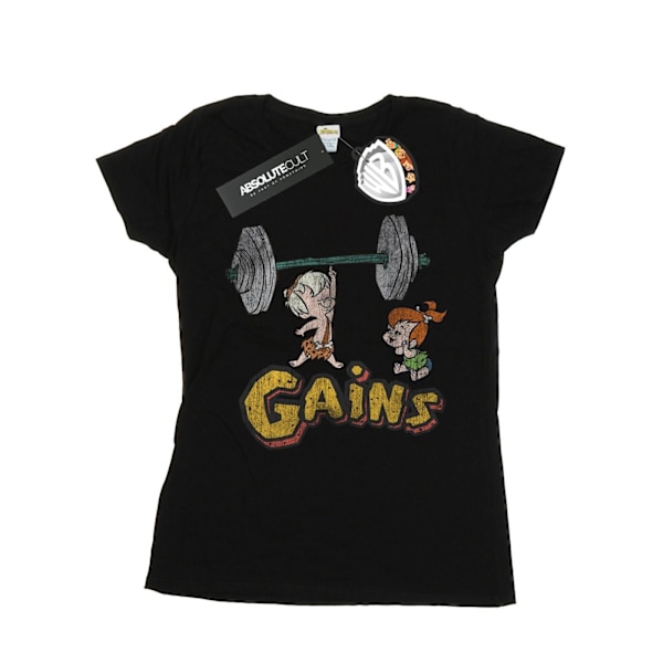 The Flintstones Dam/Kvinnor Bam Bam Gains Distressed Bomull T-shirt Black M