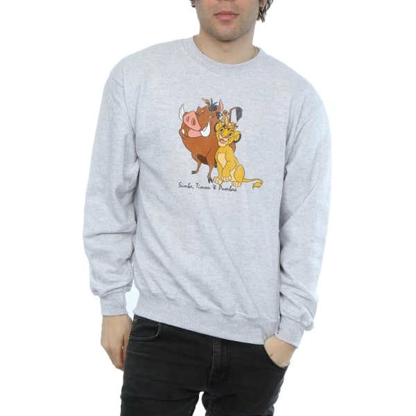 Disney Classic Simba, Timon och Pumbaa Sweatshirt XL Heath för män Heather Grey XL