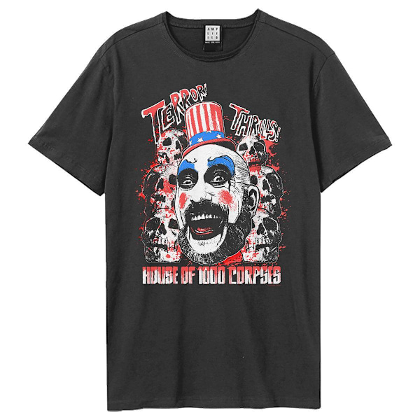 Amplified Unisex Vuxen House Of 1000 Corpses Terror Thrills Rob Zombie T-shirt Charcoal XXL