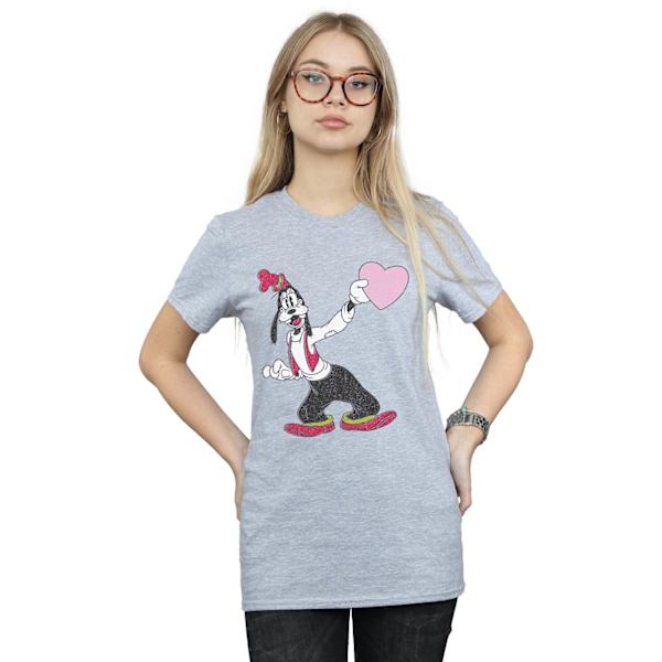 Disney Dam/Damer Goofy Love Heart Bomull Boyfriend T-shirt Sports Grey XXL