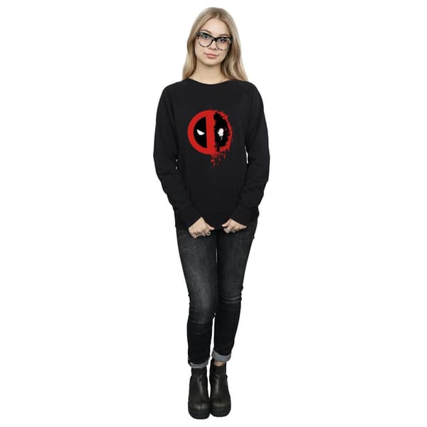 Marvel Dam/Dam Deadpool Split Splat Logo Sweatshirt XXL Svart Black XXL