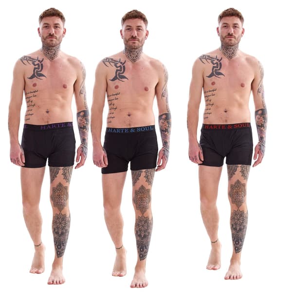 Harte & Soul Herr Plain Bambu Boxerkalsonger (12-pack) L Svart Black L