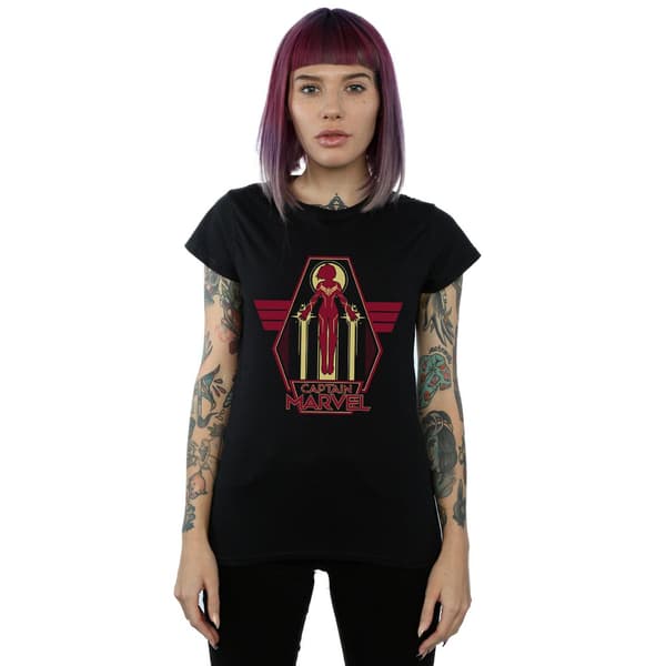 Marvel Dam/Dam Captain Marvel Flying Warrior T-shirt i bomull Black L