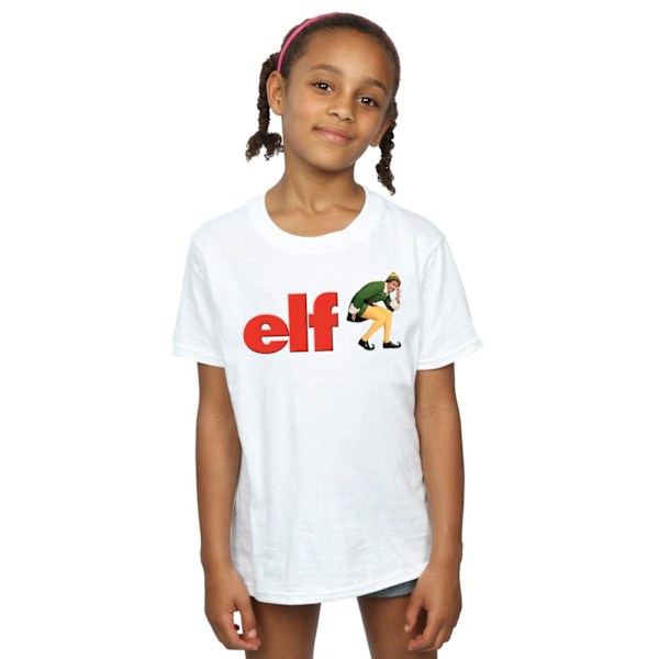 Elf Girls Crouching Logo Bomull T-shirt 9-11 År Vit White 9-11 Years