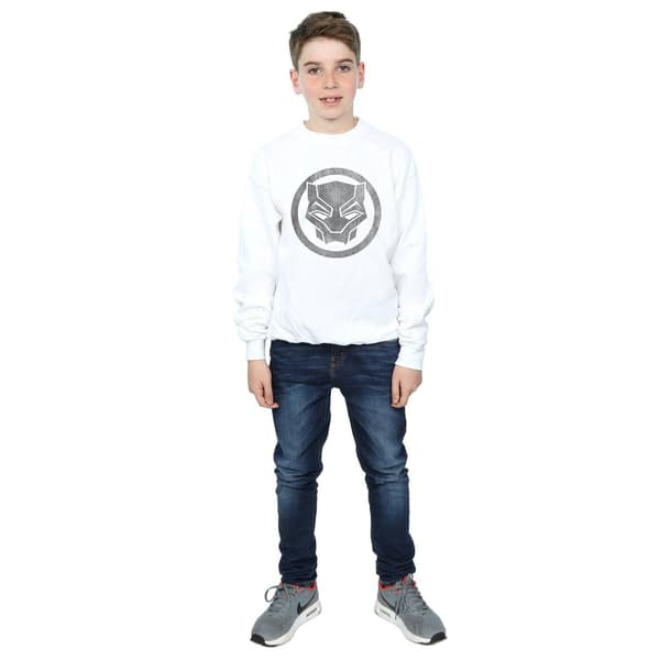 Marvel Boys Black Panther Distressed Icon Sweatshirt 12-13 år White 12-13 Years