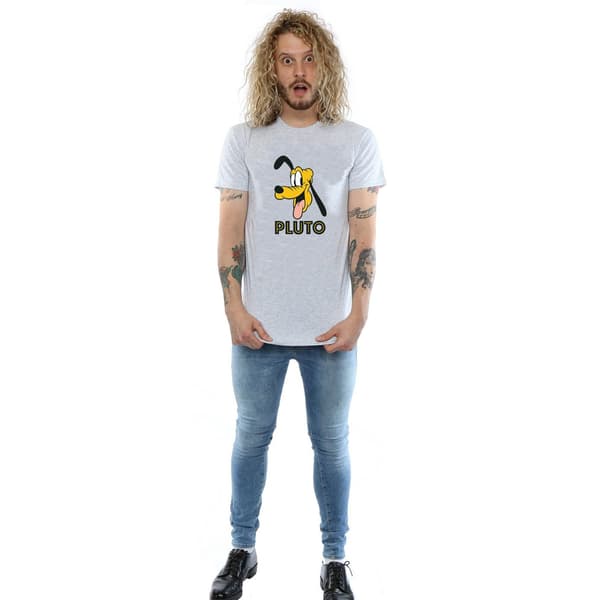 Disney Herr Pluto Ansikte T-Shirt S Ljusgrå Heather Grey S