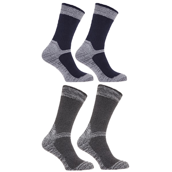 Herr tungvikt förstärkt tå arbetskängstrumpor (4-pack) UK Navy/Grey UK Shoe 6-12, EUR 40-47