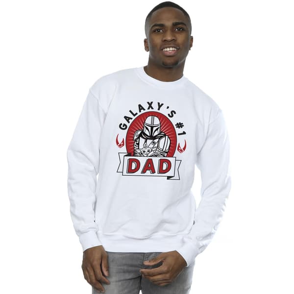 Star Wars Mandalorian Herr Galaxy Pappa Sweatshirt XL Vit White XL