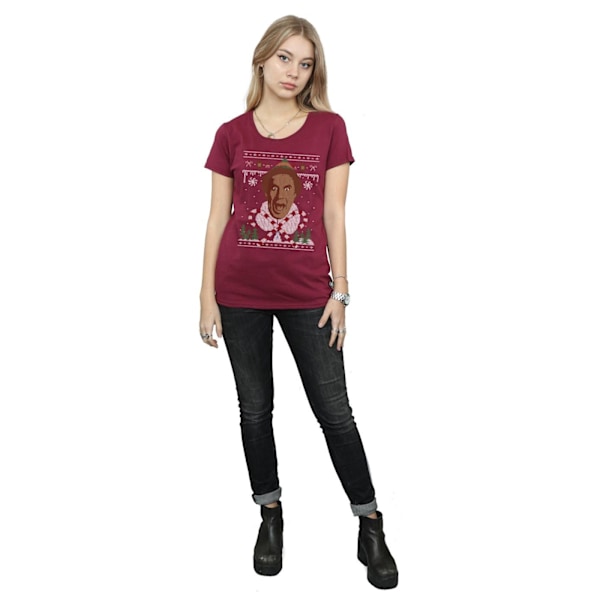 Elf Dam/Damer Jul Fair Isle Bomull T-shirt M Bourgogne Burgundy M