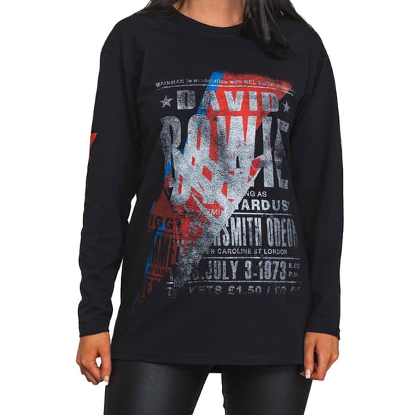 David Bowie Unisex Vuxen Hammersmith Odeon Ärmtryck Långärmad Black L