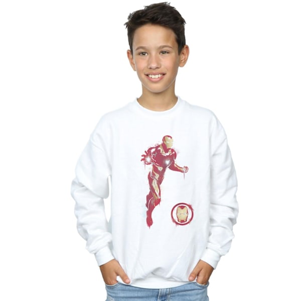 Marvel Pojkar Avengers Endgame Målad Iron Man Sweatshirt 7-8 År White 7-8 Years