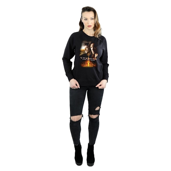 Supernatural Dam/Damer Flaming Poster Sweatshirt M Svart Black M