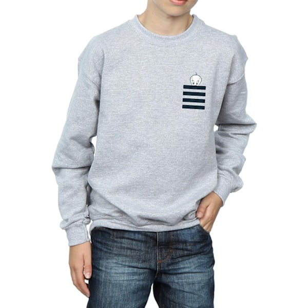 Looney Tunes Boys Tweety Pie Striped Faux Pocket Sweatshirt 12- Sports Grey 12-13 Years