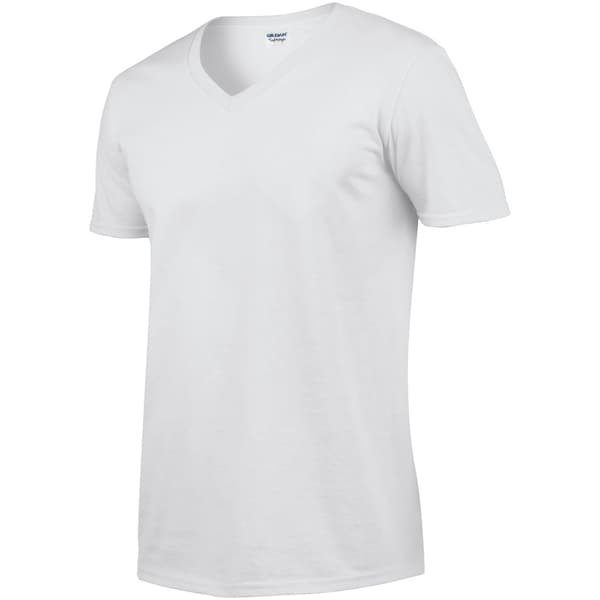 Gildan Herr Soft Style V-ringad kortärmad T-shirt M Vit White M