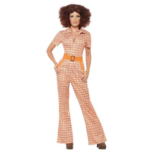 Smiffys Dam/Dam Authentic 70-tals Chic Kostym M Orange Orange M