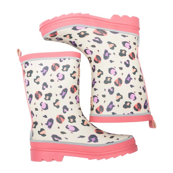 Regatta Barn/Kids Foxfire Leopardmönstrade Reflekterande Gummistövlar Light Vanilla/Pop 11 UK Child