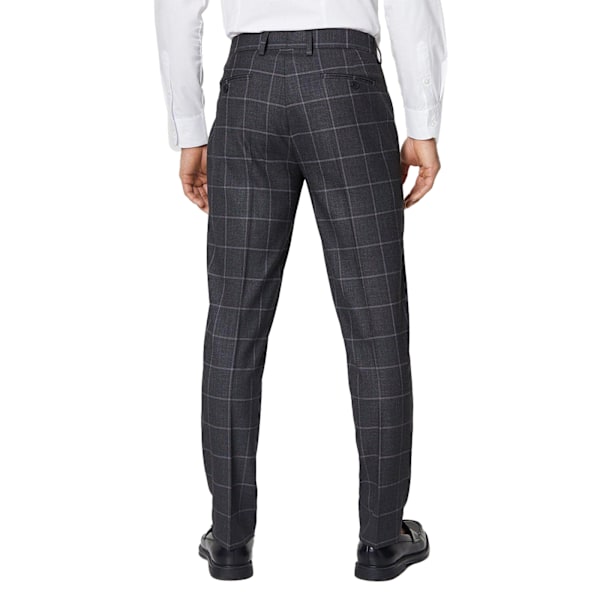 Burton Herr Fönsterruta Check Slim Skräddarsydda Kostymbyxor 32R Ch Charcoal 32R